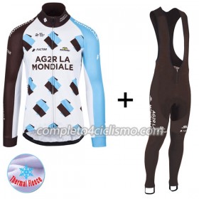 Completo Maglia ML + Pantaloncino con bretelle ML 2017 AG2R La Mondiale N001 Winter Invernale